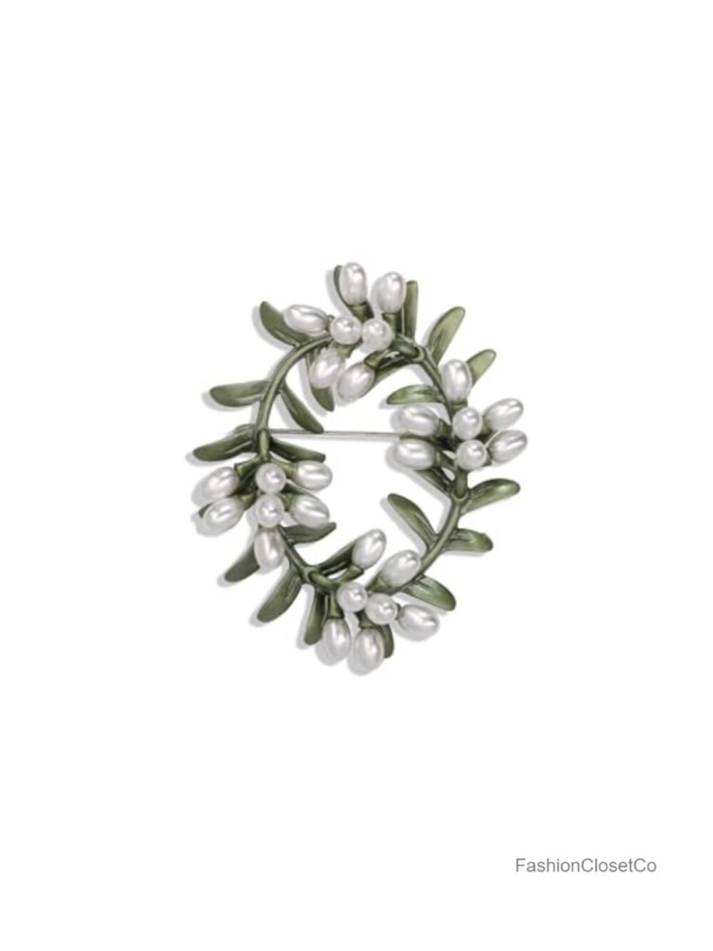 Vintage green wreath banquet brooch pin jewelry